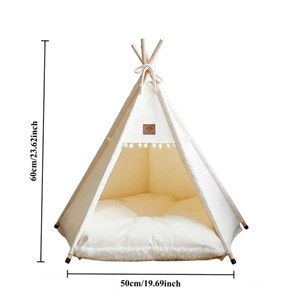 Tipi en coton pour animaux avec coussin