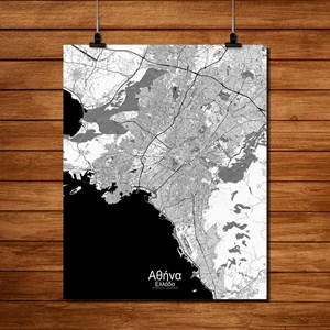 Athenes carte ville city map n&b