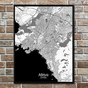 Athenes carte ville city map n&b