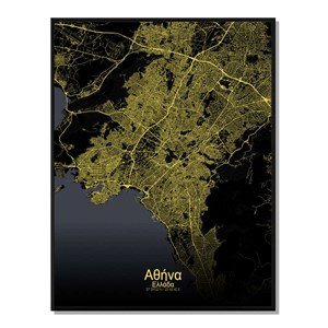 Athenes carte ville city map nuit