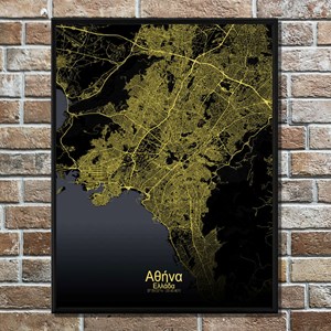 Athenes carte ville city map nuit