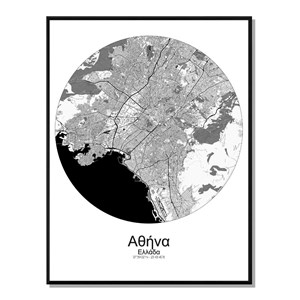 Athenes carte ville city map rond