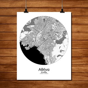 Athenes carte ville city map rond