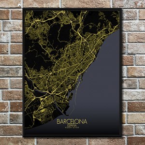 Barcelone carte ville city map nuit
