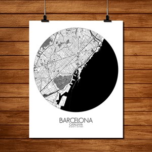 Barcelone carte ville city map rond