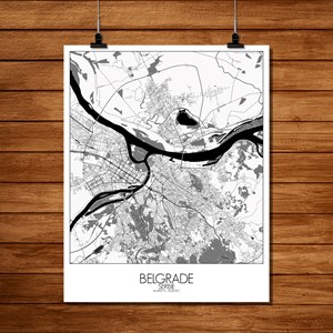 Belgrade carte ville city map n&b
