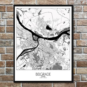 Belgrade carte ville city map n&b