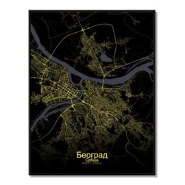 Belgrade carte ville city map nuit
