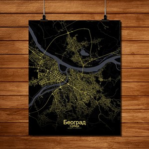 Belgrade carte ville city map nuit