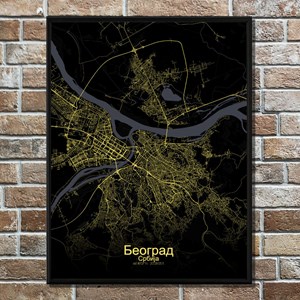Belgrade carte ville city map nuit