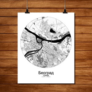 Belgrade carte ville city map rond