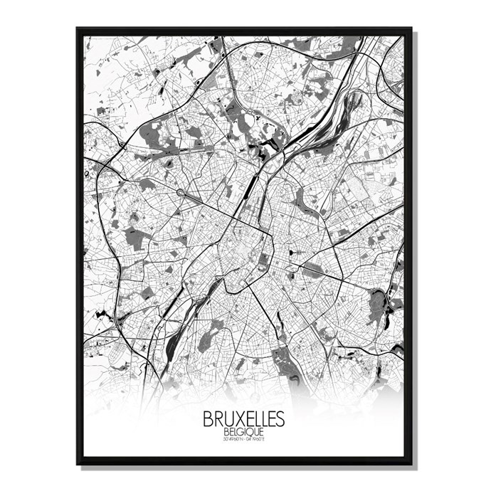 Bruxelles Carte Ville City Map N&b | Nature & Découvertes