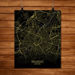 Bruxelles carte ville city map nuit