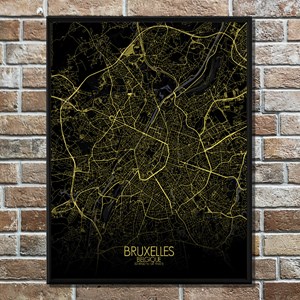 Bruxelles carte ville city map nuit