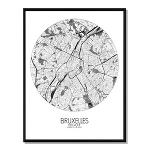 Bruxelles carte ville city map rond
