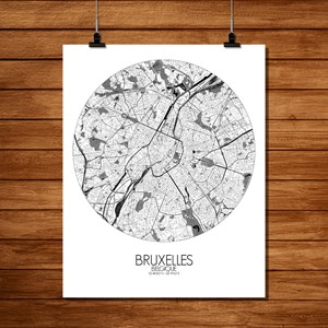 Bruxelles carte ville city map rond