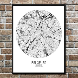 Bruxelles carte ville city map rond