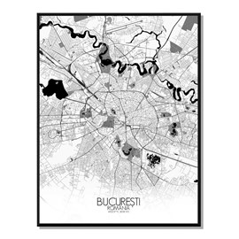 Bucarest carte ville city map n&b