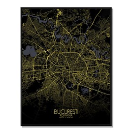 Bucarest carte ville city map nuit