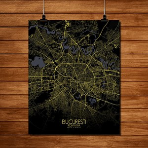 Bucarest carte ville city map nuit