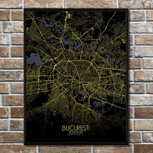 Bucarest carte ville city map nuit