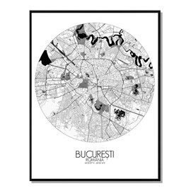 Bucarest carte ville city map rond