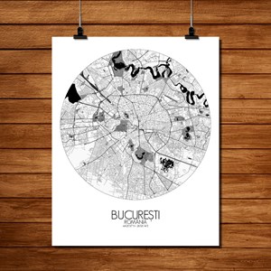 Bucarest carte ville city map rond