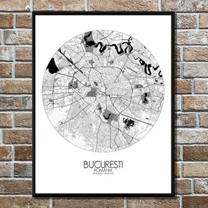 Bucarest carte ville city map rond