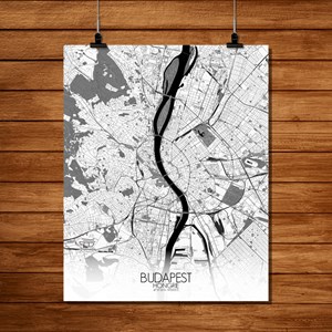 Budapest carte ville city map n&b