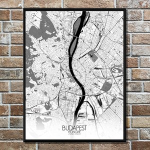 Budapest carte ville city map n&b