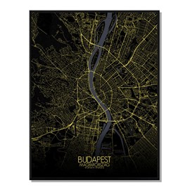 Budapest carte ville city map nuit