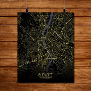 Budapest carte ville city map nuit