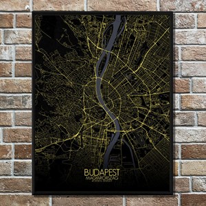 Budapest carte ville city map nuit