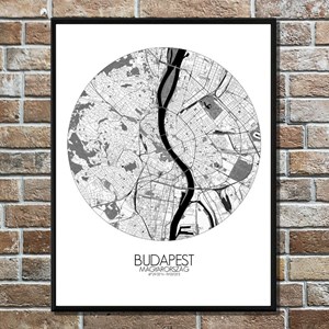 Budapest carte ville city map rond