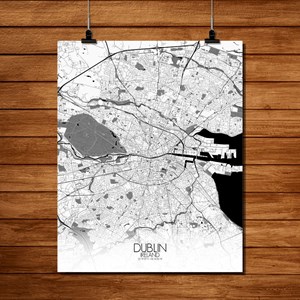 Dublin carte ville city map n&b