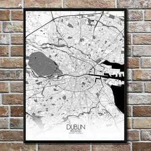 Dublin carte ville city map n&b