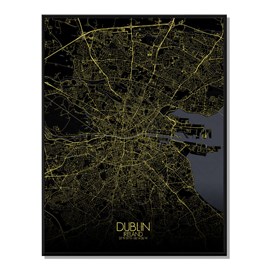 Dublin carte ville city map nuit