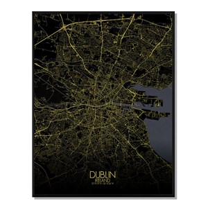 Dublin carte ville city map nuit