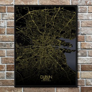 Dublin carte ville city map nuit