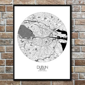 Dublin carte ville city map rond