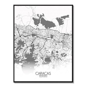 Caracas carte ville city map n&b