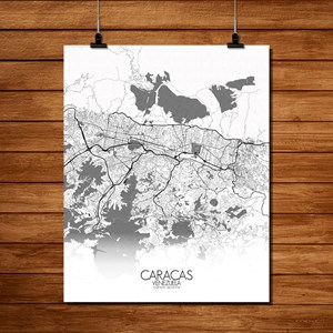 Caracas carte ville city map n&b