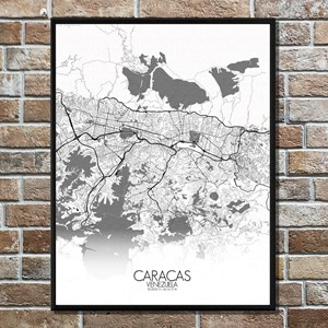Caracas carte ville city map n&b