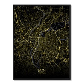 Lyon carte ville city map nuit