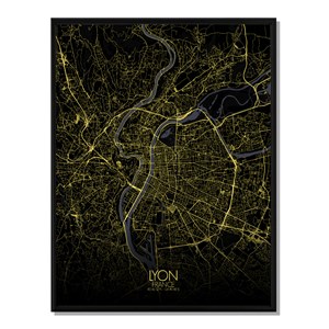 Lyon carte ville city map nuit