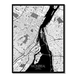 Montreal carte ville city map n&b
