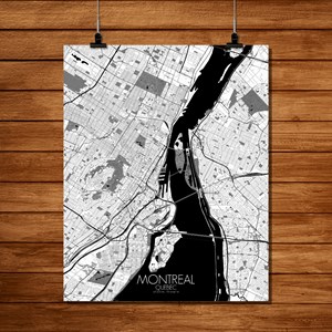 Montreal carte ville city map n&b