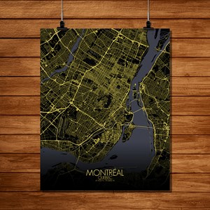 Montreal carte ville city map nuit
