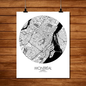 Montreal carte ville city map rond
