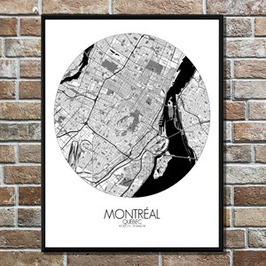 Montreal carte ville city map rond